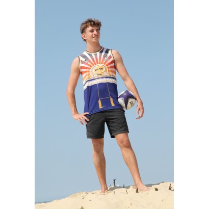 Débardeur mixte BEACH RUGBY sunset marine, Loopita x FRANCE RUGBY