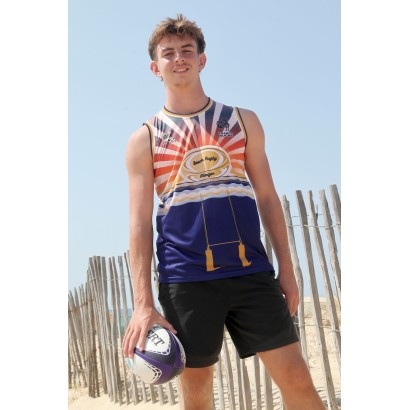 Débardeur mixte BEACH RUGBY sunset marine, Loopita x FRANCE RUGBY