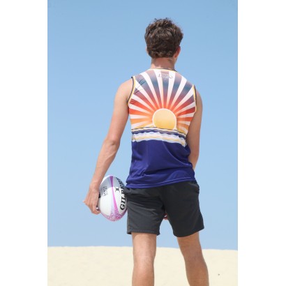 Débardeur mixte BEACH RUGBY sunset marine, Loopita x FRANCE RUGBY