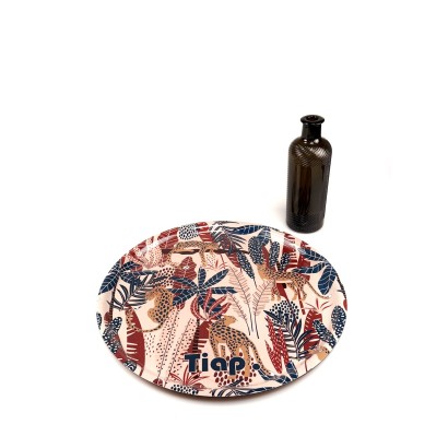 Plateau rond, 42cm de diamètre, d'une qualité incroyable, motif : Tiap, Panthères