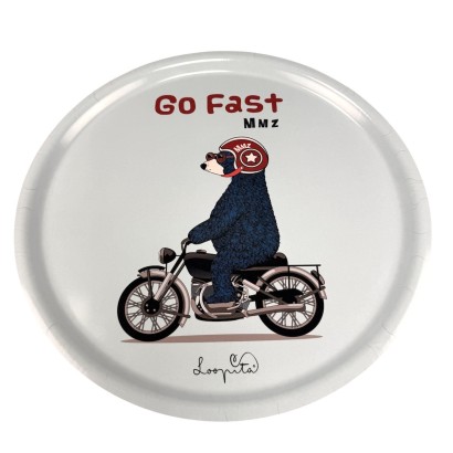 Plateau rond, 42cm de diamètre, d'une qualité incroyable, motif : Go Fast