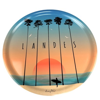 Plateau rond, 42cm de diamètre, d'une qualité incroyable, motif : Landes