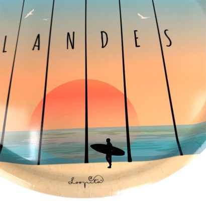 Plateau rond, 42cm de diamètre, d'une qualité incroyable, motif : Landes