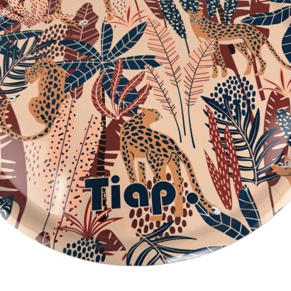 Plateau rond, 42cm de diamètre, d'une qualité incroyable, motif : Tiap, Panthères