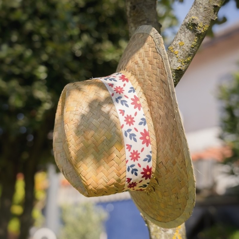 Fleurs rouges - Chapeau de Paille Panama pour se protéger du soleil