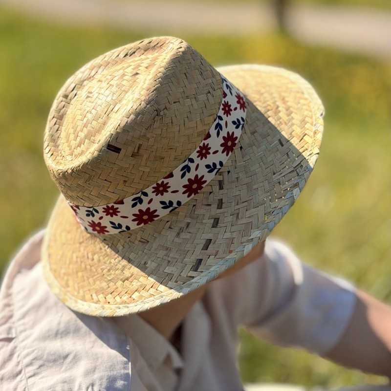 Chapeau paille Panama femme homme – élégant avec bandeau imprimé | LOOPITA