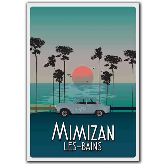 Affiche sur bois A2 "Mimizan-les-Bains"