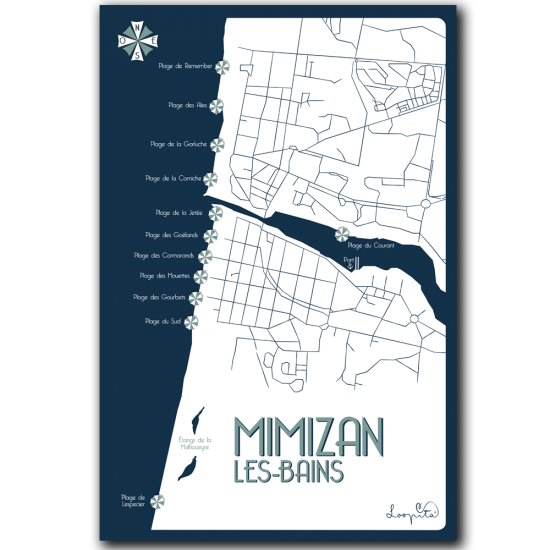 Wooden poster A2 "Mimizan from the sky"